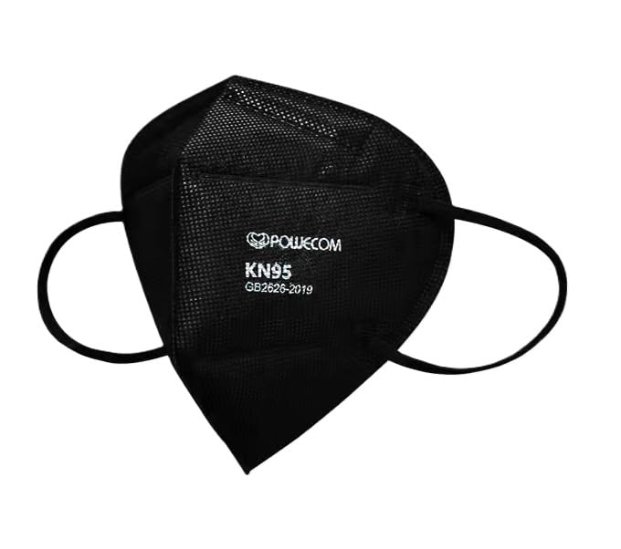 POWECOM KN95 Respirator Face Masks (10 Pack) | Black | Earloop Style