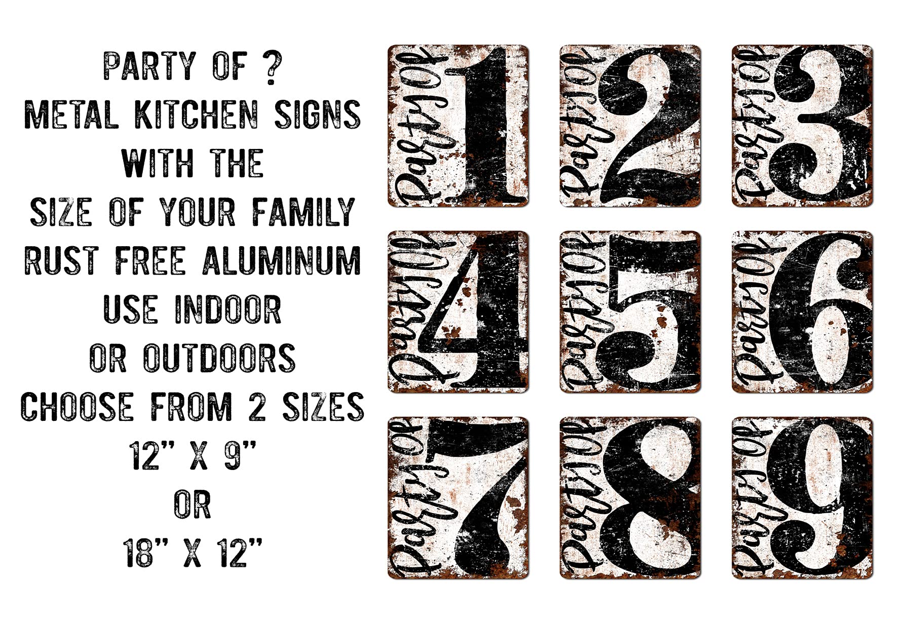 Custom Made Party Of Your Family Size Metal Decor Sign For Kitchen Or Dining Room