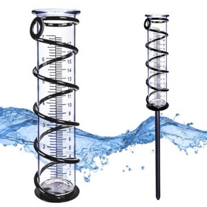 biuwing rain gauge, glass rain gauge outdoor, rain gauges for yard with stake best rated, rain water meter measuring with metal frame, decorative for garden, deck, lawn, landscape