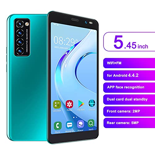 SHYEKYO Dual Cards Dual Standby Smartphone, Dual-core CPU Phone 8GB+128GB Optimized Processor Face Unlock Smartphone for Daily Use for Experiencing Different Apps(Green)