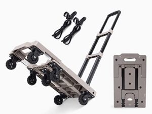hand truck, coreflex folding hand truck foldable with 7 wheels 500lbs heavy duty hand truck dolly adjustable handle for luggage, travel, moving, shopping, personal and office