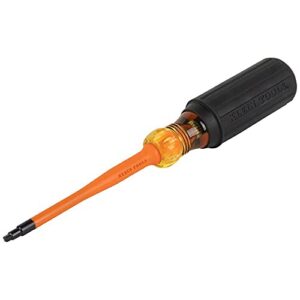 klein tools 6944ins insulated screwdriver, 1000v slim profile tip, #2 square with 4-inch shank, cushion-grip handle