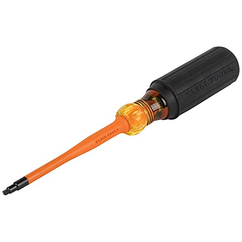 Klein Tools 6944INS Insulated Screwdriver, 1000V Slim Profile Tip, #2 Square with 4-Inch Shank, Cushion-Grip Handle