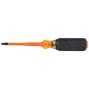 Klein Tools 6944INS Insulated Screwdriver, 1000V Slim Profile Tip, #2 Square with 4-Inch Shank, Cushion-Grip Handle