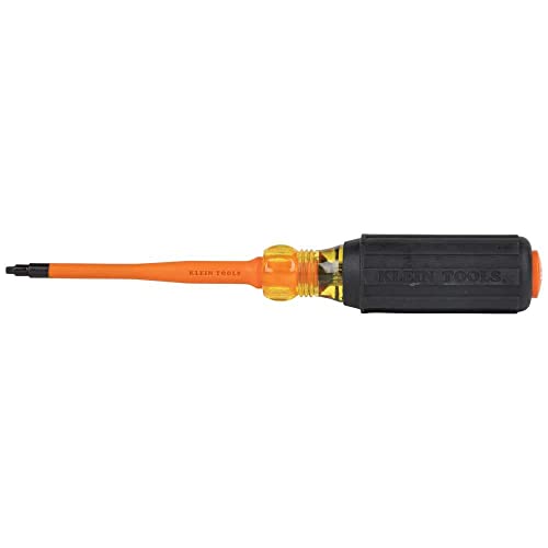 Klein Tools 6944INS Insulated Screwdriver, 1000V Slim Profile Tip, #2 Square with 4-Inch Shank, Cushion-Grip Handle