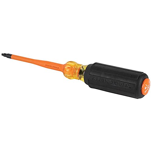 Klein Tools 6944INS Insulated Screwdriver, 1000V Slim Profile Tip, #2 Square with 4-Inch Shank, Cushion-Grip Handle