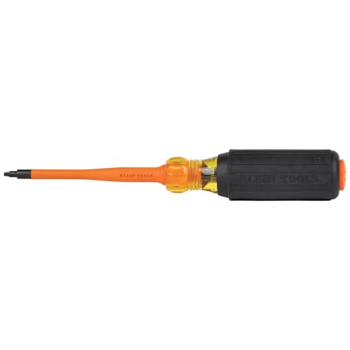 Klein Tools 6984INS Insulated Screwdriver, 1000V Slim Profile Tip, #1 Square with 4-Inch Shank, Cushion-Grip Handle