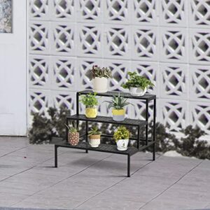 3-Tier Metal Plant Stand Indoor - Tiered Outdoor Plant Holder for Flower Pot Display, Garden Ladder Shelf Flower Step Mofesun (Straight)