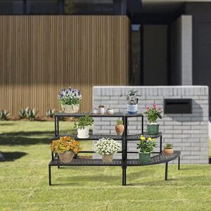 3-Tier Metal Plant Stand Indoor - Tiered Outdoor Plant Holder for Flower Pot Display, Garden Ladder Shelf Flower Step Mofesun (Straight)