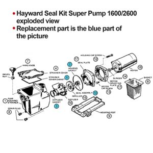 Replacement Hayward Super Pump Seal Kit for SP2600 SP1600 SP2600X 1600 1600X Fits Regular/X/VSP Models (Please Pay Attention to The Model When Purchasing)