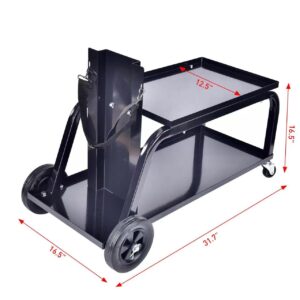 Universal MIG Welding Cart, Rolling Welding Cart with Wheels for TIG MIG Welder, 110Lbs Capacity,Black