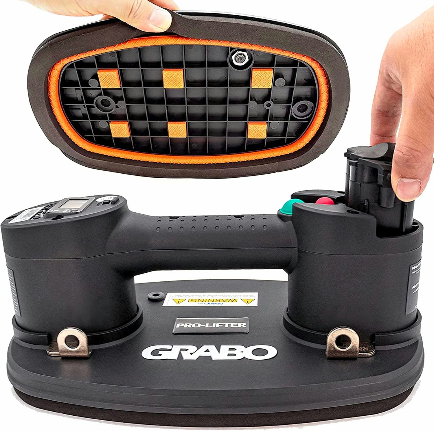 Grabo Pro Electric Vacuum Suction Cup Lifter 375# Max Load Tile Heavy Lifting Tool with Automatic Turn On/Off Pump Function Digital Display Li-ion Battery Portable / FREE GLOVES