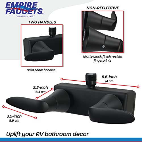 Empire Faucets Double Lever Shower Valve, 1pc - Matte Black RV Bathroom Faucet Valve, Non-Metallic with Vacuum Breaker