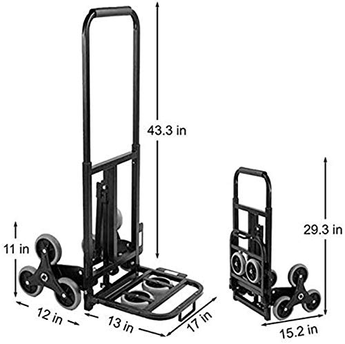 YTFLOT Heavy Duty 330LB Hand Trucks Stair Climber Cart Adjustable Handle Folding Hand Truck with 2 Backup Assistant Wheels