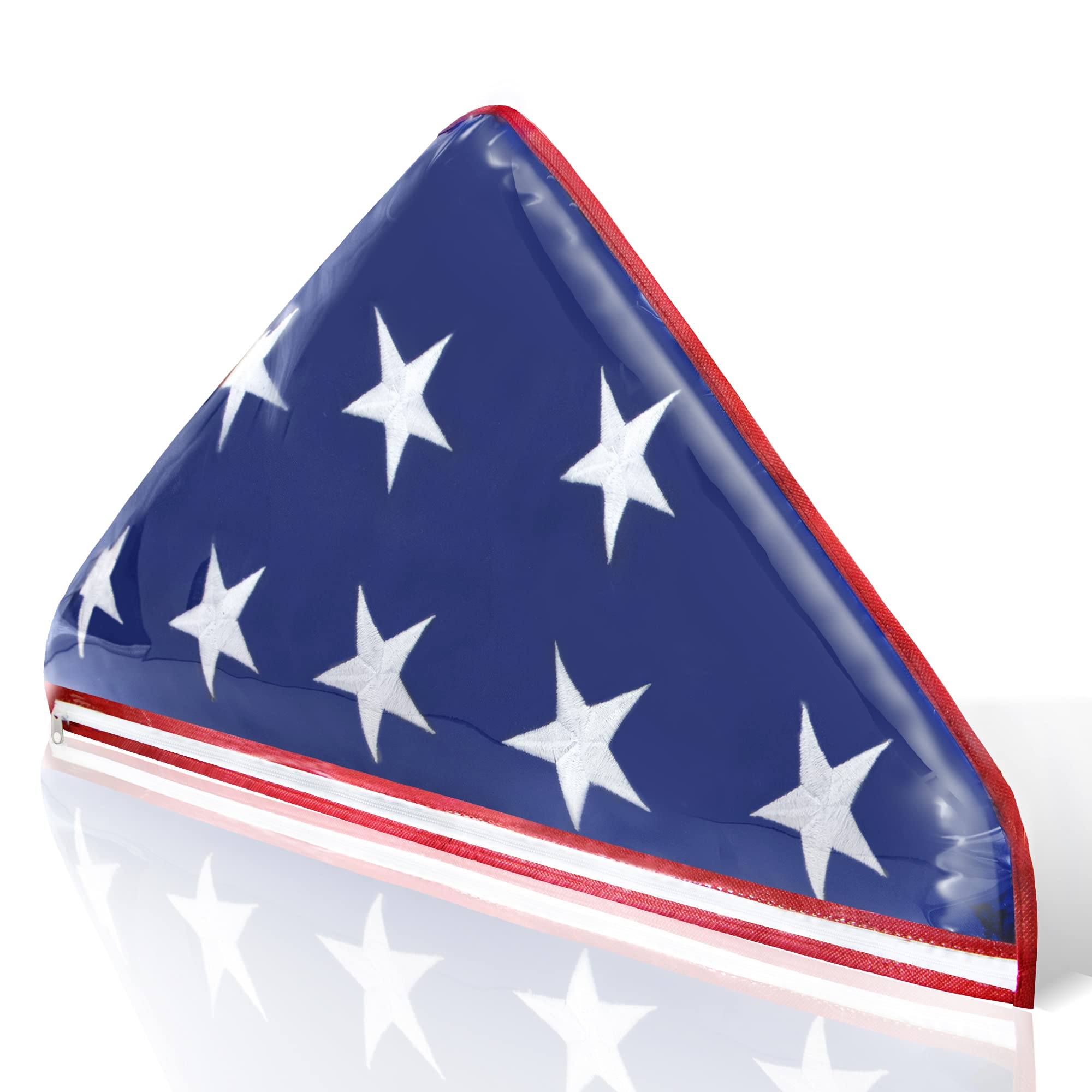 Anley Vinyl Memorial Flag Display Bag with Zipper - Easy Storage and Lightweight - American Veteran USA 5' x9.5' Folded Flags Plastic Bags