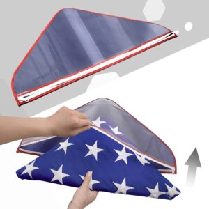 Anley Vinyl Memorial Flag Display Bag with Zipper - Easy Storage and Lightweight - American Veteran USA 5' x9.5' Folded Flags Plastic Bags