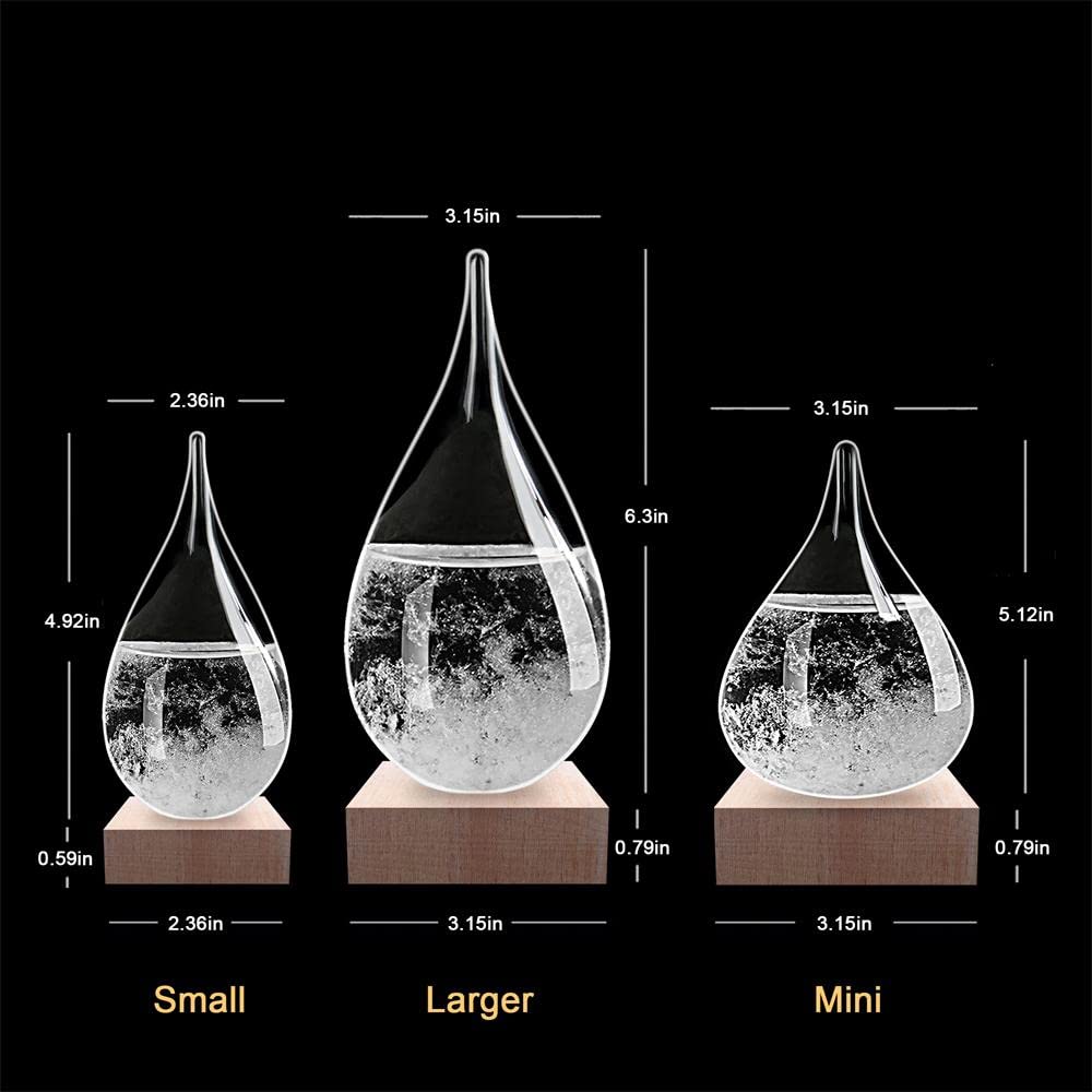 TOTPP Storm Glass Weather Station Weather Forecaster, Stylish and Creative Drop-Shaped Glass Barometer, Home and Office Decorative Glass Bottles, Christmas Gift (S),clear