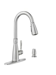 boman single handle pull-down sprayer kitchen faucet with reflex and powerboost in spot resist| ceramic disc faucets|, stainless steel, (87162srs)