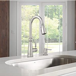 Boman Single Handle Pull-Down Sprayer Kitchen Faucet with Reflex and PowerBoost in Spot Resist| Ceramic Disc Faucets|, Stainless Steel, (87162SRS)