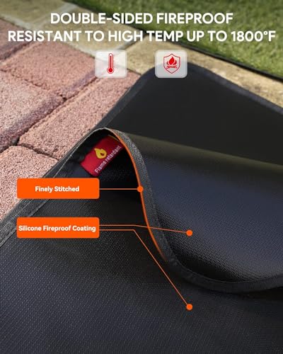 EC Technology Under Grill Mat EC TECH, 60 x 48 Inch Grill Mat Under Desk, Double-Sided Fireproof Oil-Proof Mats for Fire Pit, Charcoal, Gas Grills, Smokers, BBQ