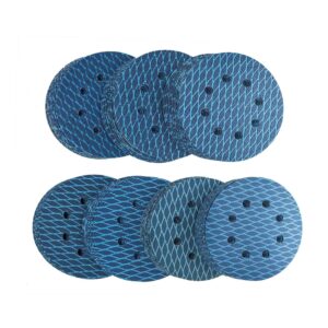 fish scale sandpaper 5 inch 8 hole sanding disc hook and loop pads sand paper 60/80/120/180/240/320/400 assorted grit for wood 70 pcs blue aluminum oxide anti blocking rhombus sanding discs