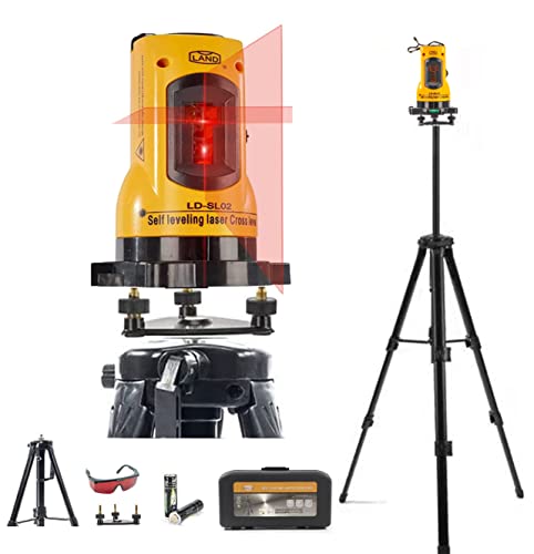 LAND Laser Level Kit Class Laser Ⅱ,Self-Leveling laser Cross Level,Horizontal and Vertical Points Rotatable 360 Degree Suitable for interior design（Lightweight Tripod,Battery Included ）