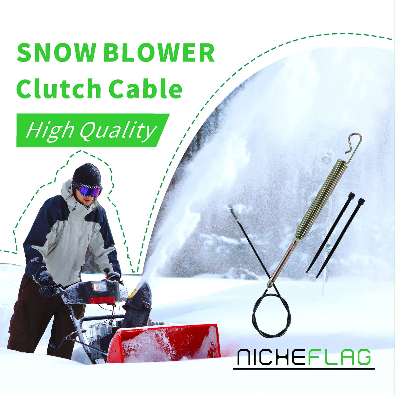 NICHEFLAG 2pack 06900438 Control Cable Replaces Ariens 06900438 Auger Cable, Ariens Part 06900438 Cable, Ariens Snow Blower Parts 06900438 for Ariens Classic 24 E Compact 20 Compact 24 Snow Blowers