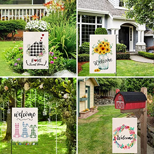 Seasonal Garden Flags Set of 12 Double Sided 12 x 18 Inch Yard Flags Small Welcome Garden Flags for Outside, Spring Valentines Easter St Patricks Day Outdoor Flags Holiday Garden Flags for All Seasons