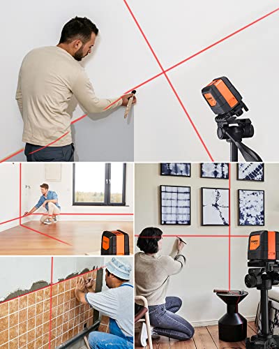 ENGiNDOT Self Leveling Laser Level 50ft, Cross Line Laser with Quick Self Leveling,360°Magnetic Mounting Plate, Zippered Pouch, Battery Included, for Tiling and Aligning