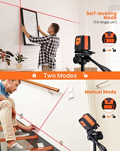 ENGiNDOT Self Leveling Laser Level 50ft, Cross Line Laser with Quick Self Leveling,360°Magnetic Mounting Plate, Zippered Pouch, Battery Included, for Tiling and Aligning