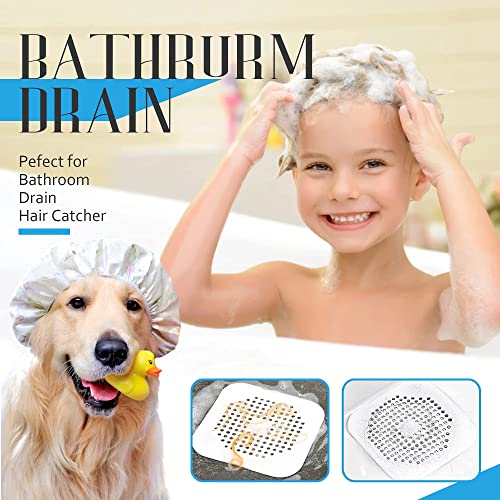 Drain Clean Cover White,Square Drain Shower Cover, Silicone Hair Stopper with Suction Cup,Easy to Install and Clean Great for Hair Loss, Suitable for Bathroom,Bathtub,Kitchen 5 Pack(White)