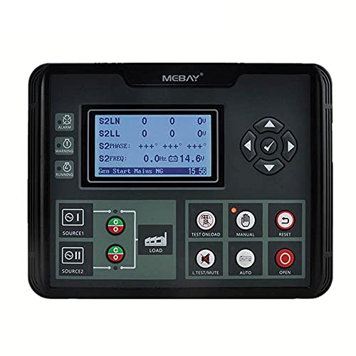 YOKDEN ATS520 Generator Genset Controller Panel ATS Controller Control Auto Transfer Switch Dual Power DC 8V-36V AC 90-280V Single Phase Three Phase 3.5” LCD Screen