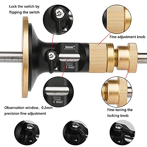 Wheel Marking Gauge, 0.2mm Micro Adjust Woodworking Wheel Marking Gauge Kit, Hardened High Speed Steel Cutting Wheels, Lightweight Wood Scribe Tool, Marking Gauges for Woodworking