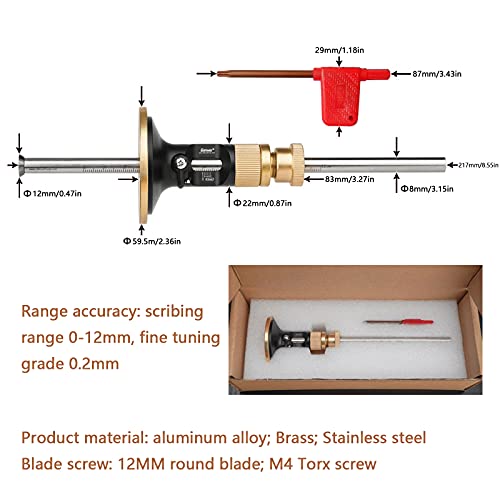 Wheel Marking Gauge, 0.2mm Micro Adjust Woodworking Wheel Marking Gauge Kit, Hardened High Speed Steel Cutting Wheels, Lightweight Wood Scribe Tool, Marking Gauges for Woodworking