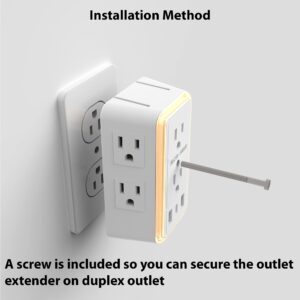 Juicer Buddy USB C Wall Charger, Smart Night Light, Surge Protector, 6 Outlet Extender, Power Strip Adapter, Outlet Expander, Outlet Shelf, Phone Holder, Socket shelf