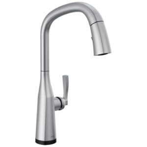 delta faucet stryke touch kitchen faucet brushed nickel, kitchen faucets with pull down sprayer, touch faucet for kitchen sink, touch2o technology, lumicoat arctic stainless 9176t-ar-dst