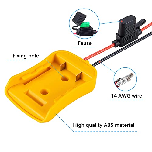 Power Wheel Adapter for Dewalt 20V Battery with Fuse & Wire terminals，Work with for Dewalt DCB205 DCB206 DCB200 Lithium Battery；Power Wheel Battery Converter for Rc Car, Robotics, Rc Truck,DIY use