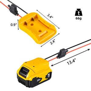 Power Wheel Adapter for Dewalt 20V Battery with Fuse & Wire terminals，Work with for Dewalt DCB205 DCB206 DCB200 Lithium Battery；Power Wheel Battery Converter for Rc Car, Robotics, Rc Truck,DIY use