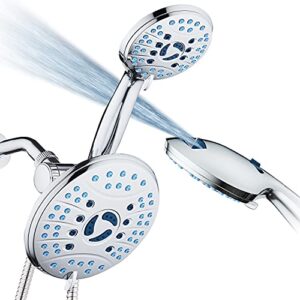 aquacare as-seen-on-tv high pressure 50-mode rain & handheld 3-way shower head combo - anti-clog nozzles/tub, tile & pet power wash/extra long 6 ft. stainless steel hose/all chrome finish