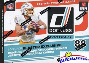 2021 panini donruss football exclusive huge factory sealed retail box with 88 cards! look rookies & autos of mac jones, trevor lawrence, justin fields, zach wilson, trey lance & many more! wowzzer!
