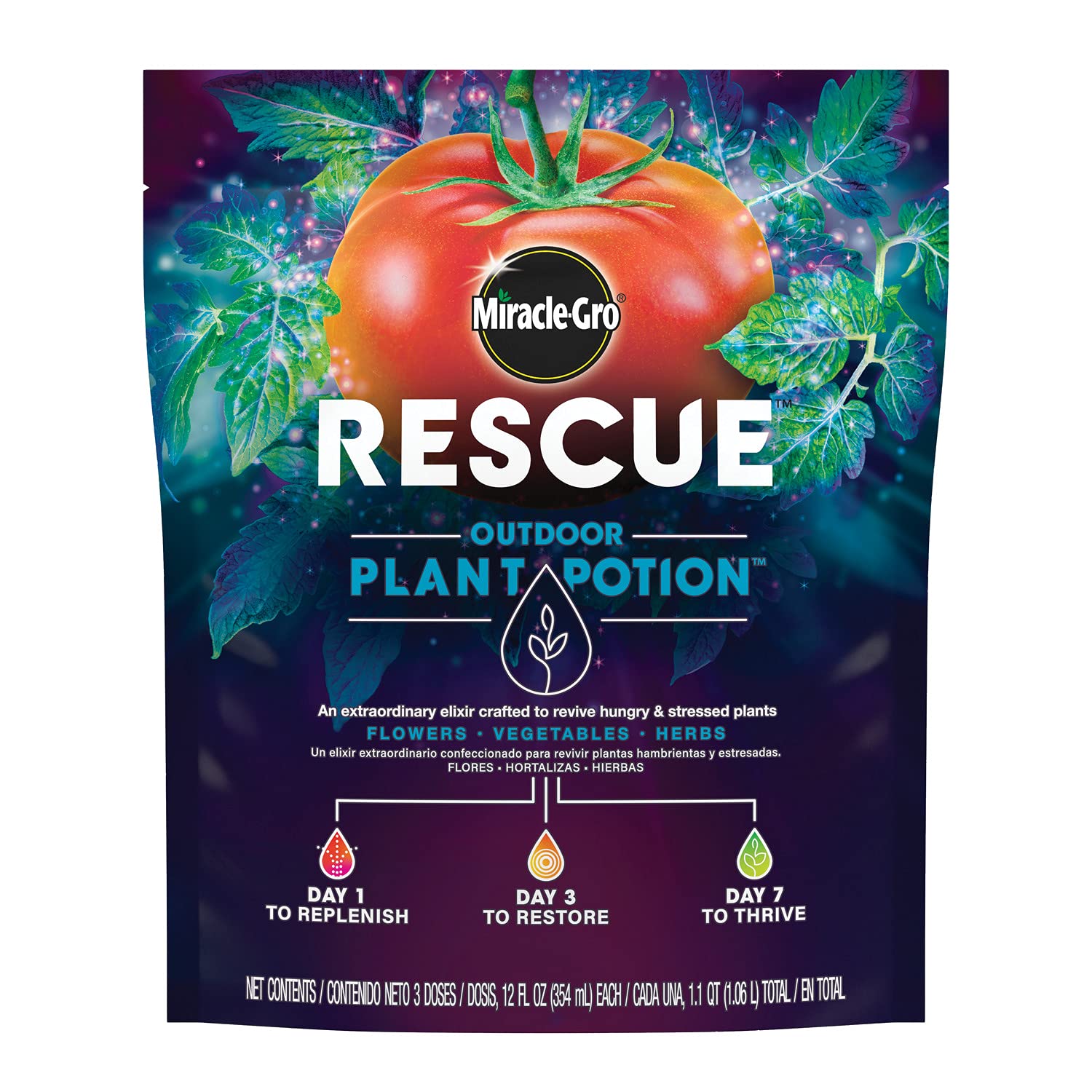 Miracle-Gro Rescue Outdoor Plant Potion - 3-Step Garden Saver - Plant Food to Revive Yellowing, Wilting Plants in 7 Days