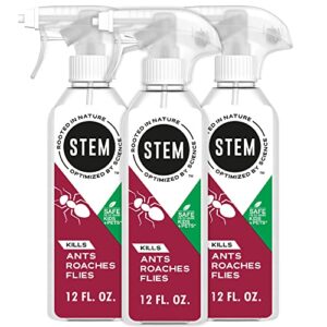 stem kills ants, roaches and flies: plant-based active ingredient bug spray, botanical insecticide for indoor and outdoor use; 12 fl oz (pack of 3)
