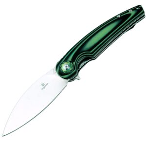 shieldon bulbasaur folding pocket knife, 3.66-inch sandvik 14c28n mirror polish blade and g10 handle, liner lock knife for edc