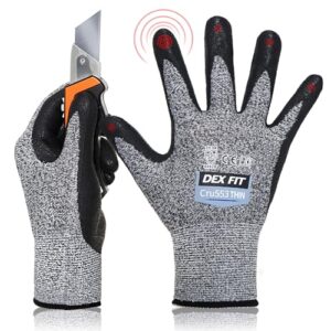 dex fit level 5 precision cut resistant gloves cru553 thin, firm grip, 3d-comfort fit for precision assembly; 1 pair