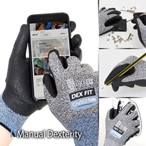 DEX FIT Level 5 Precision Cut Resistant Gloves Cru553 Thin, Firm Grip, 3D-Comfort Fit For Precision Assembly; 1 Pair