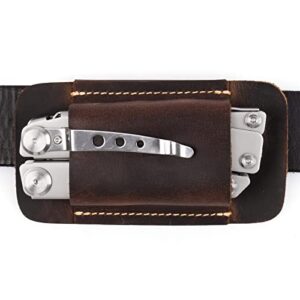 topstache knife sheath, handmade knife holster, horizontal carry leather sheath for belt, edc pocket organizer for men,size s,black