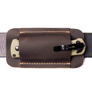 topstache leather knife sheath, handmade knife holster, horizontal carry leather sheath for belt, edc pocket organizer for men,size s,darkbrown