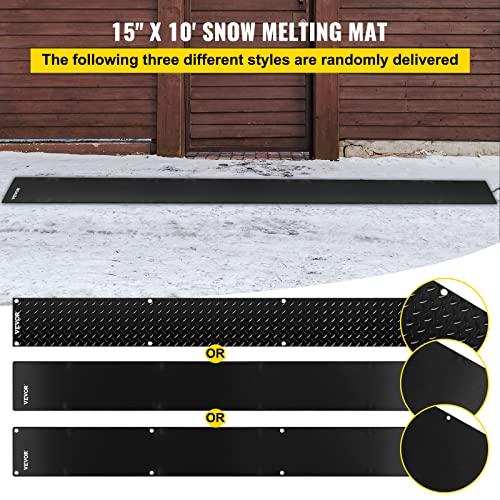 VEVOR, 15in x 10ft Walkway, 120V Ice, PVC Heated 6ft Power Cord, Slip-Proof, Ideal Winter Outdoor Snow Mat, 2'' per Hour Melting Speed, Black