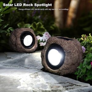 Timeflies Solar Rock Lights, 2 Pack Outdoor Decorative Garden Spot Lights for Pathway, Walkway, Yard, Landscape, Patio(Cool White)