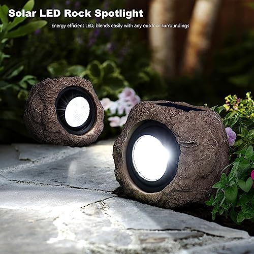 Timeflies Solar Rock Lights, 2 Pack Outdoor Decorative Garden Spot Lights for Pathway, Walkway, Yard, Landscape, Patio(Cool White)